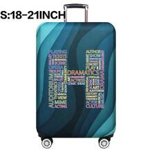 弹性行李箱套旅行箱套，带文字字母印花，适用于 18 至 32 英寸行李保护套，适用于户外旅行商务时尚图形图案，适用于男女旅行配件涤纶行李箱学生返校用品袋，适用于学校配件，行李保护器返校用品大学宿舍学生必备品，适用于男士女士假期旅行必备品户外包，适用于学校配件 - 藍色 - 查看 19