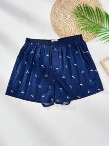 3 件/包男士透气松紧腰印花平角短裤，宽松休闲内裤 - 彩色 - 查看 6