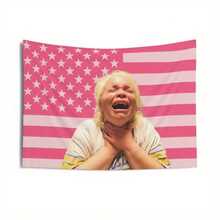 Trisha Paytas Funny Viral Content Creator Tapestry - Pink American Flag With Stars,  Peachskin Fabric Wall Hanging For Bedroom, Living Room, Office Decor - Funny Gift For Fans, No Electricity Needed,  Humorous Design, Soft Texture - 彩色 - 查看 2