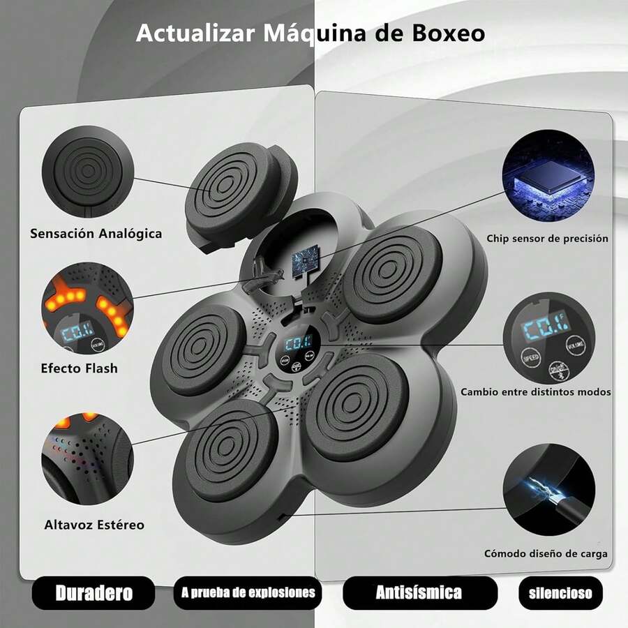 Máquina Musical de Boxeo Bluetooth Smart (con Guantes) para Casa, Interior y Gimnasio, con Contador - 1 - Ver 1
