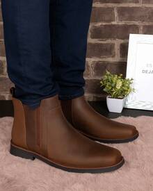 Fratello Select Fratello botines color café para hombre 0215, estilo versátil, perfectos para ocasiones casuales, de oficina o salidas nocturnas, botines café hombre, botín chelsea, calzado urbano masculino, botines elegantes - Marrón - Ver 1