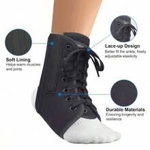 Lace Up Ankle Brace With Metal Side Stabilizers, Adjustable Lace - Up Ankle Braces Men And Women Sprained Foot Support Brace Posterior Tibial Tendonitis Achilles Tendon Injury L