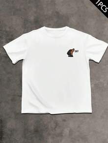 Dachshund Graphic T-Shirt, Men's Double-Sided Print T-Shirt, Fashion Casual Crew Neck, 220gsm Cotton (1 Piece) - White - View 2