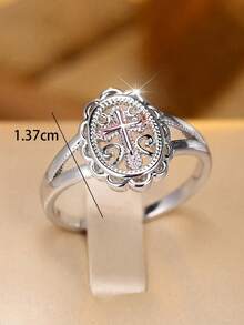 1 件玫瑰金基督教十字架戒指，适合女士女孩耶稣基督戒指宗教珠宝情人节礼物、妈妈、母亲节礼物 - 玫瑰金 - 查看 5