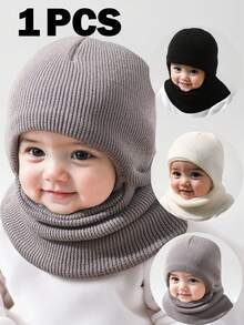 1pc Unisex Black Beanie Hat For Toddler, Double Pom-Pom Beanie Kids & Baby, Y2k Style, Newborn Knitted Hat For Outdoor, Warm Winter Cap Suitable For Daily Commute - Multicolor - View 1