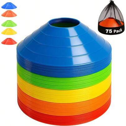 75 50 25 Pack ProGrade Soccer Training Cones Set Durable Agility Soccer Cones With Carry Bag And Strap Holder Ideal For Sports Training Football Soccer Basketball Trusted By Coaches And Athletesgift