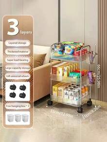 1pc Multi-Layer Storage Rack-Acrylic Removable Floor-Standing Cart Snack Storage Shelf For Kitchen/Bathroom/Living Room/Bedroom - 透明色 - 查看 9