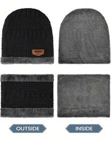 2pcs Winter Knitted Hat And Scarf Set, Warm Thick Lining, Men's Casual Warm Hat And Scarf Set - Multicolor - View 5