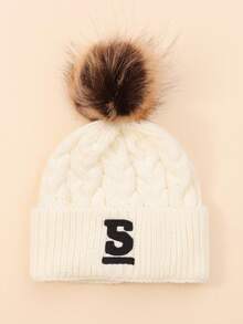 1 件儿童刺绣条纹字母白色针织帽，经典时尚休闲帽，适合男孩和女孩秋冬日常穿着和返校 - 彩色 - 查看 8