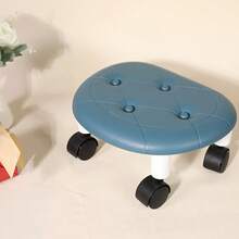 1 COFIT Sliding Low Stool On Wheels - Stylish And Durable Plastic Footstool, Available In White/Dark Blue/Black - Perfect For Entryways And Bathrooms, Perfect For Shoe Changing And Storage, Small Bathroom Stools - Màu xanh lam - Xem 3
