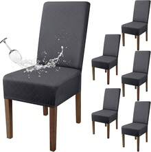 Fundas para sillas Pack de 6 fundas para sillas de comedor Removibles Y Lavables Fundas Decorativas de Sillas de Comedor Duradera Poliéster funda para sillas,para Comedor, Hotel, Comedor, Ceremonia - Gris Oscuro - Ver 12