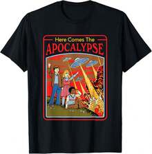 Here Comes The UFO Apocalypse Retro Dark Humor T-Shirt - màu đen - Xem 1