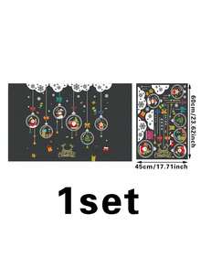 1 件可移除圣诞装饰窗贴，圣诞老人、雪人、驯鹿圣诞装饰雪花窗贴，适用于办公室、学校、家庭窗户、玻璃装饰、圣诞节