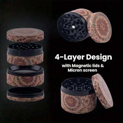 1.6/2 Inch Sun Herb Grinder Spice Mill Mortar Pestle Salt Crusher Tobacco Bud Vanilla 4 Sections Portable Grass Grinder Zinc Alloy Cigarette Shredder Smoking Accessories Gift