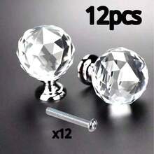 10pcs 30mm Round Crystal Glass Knobs - Gold Plated Cabinet Hardware, Drawer, Cupboard, Wardrobe Door, Dresser Pulls, Suitable For Bedroom, Home, Room Decor - Multicolor - View 21