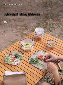 Ultraleichtes faltbares Outdoor-Geschirr, tragbare Schüssel Teller Tasse, faltbare Schüssel Teller, Multifunktions-Essgeschirr-Set, geeignet für Camping Picknick, wiederverwendbar