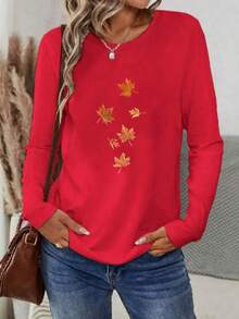 Women's Fall Clothes : Long Sleeve Tops, T Shirts, Graphic Tees & Going Out Tops, Including The Perfect White Top - 紅色 - 查看 1