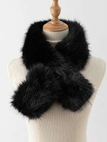 1pc Women's Autumn/Winter Faux Rabbit Fur Reversible Thick Warm Neck Warmer Scarf For Dress - Multicolor - View 3