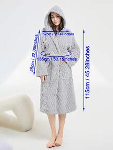 1件女款純色長款浴袍，毛絨柔軟吸水快乾，舒適透氣，可穿式浴巾，適用於居家/SPA/飯店/休閒，四季通用，浴室裝飾 - 金龜絨浴袍 - 查看 3