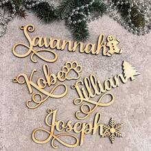 1pc/3pcs/5pcs Custom Acrylic/Wooden Christmas Ornament – Personalized Name Hanging Decoration With Festive Designs, Holiday Tree Decor, Wood Xmas Decor, Laser Cut Names, Bauble, Gift Tags, Your Logo, Home Gift Backdrop Name Sign, Christmas Decor Engraved