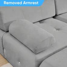 Modular Sectional Sofa With Ottoman,100inch 3-Seater Sofa Couch With Ottoman,Velvet L Shaped Couch For Living Room - Màu Xám nhạt - Xem 8