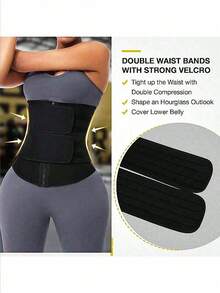 1pc Women Waist Trainer Belt, Waist Cincher Trimmer, Sauna Sweat Waist Trainer, Sports Fitness Waist Belt, Waist Cincher, Waist Shaper, Abdominal Trainer, Abdominal And Waist Shaping Compression Vest, Abdominal And Waist Shaper, Compression Vest, Abdominal Binder, Abdominal Support Belt, Waist Trainer Corset - Black - View 4