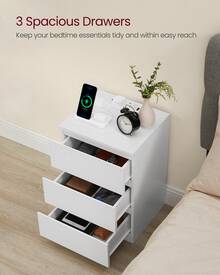 VASAGLE Nightstand With Charging Station, 2 AC Outlets And 2 USB Ports, Bedside Table, Side Table With 3 Drawers, Modern Style, 13.8 X 15.7 X 23.2 Inches - Xem 4