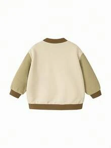 mini bala Kids College Style Baseball Jacket Soft Durable Comfortable Fall Outerwear - Light Khaki - View 5