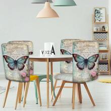 2/4/6 piezas Fundas de silla con estampado de mariposa de lino, adecuadas para decoración del hogar, sala de estar, comedor, jardín, hotel, fiesta, material de poliéster lavable