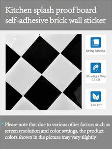 Pegatina de pared de azulejo cerámico imitación con patrón de tablero de ajedrez de 11.8x11.8 pulgadas, resistente a salpicaduras para cocina, baño, sala de estar y dormitorio, fácil de usar, puede cubrir 139 pulgadas cuadradas, fácil de limpiar, adecuado para decoración del hogar, decoración navideña, se puede cortar y decorar de forma independiente para que su hogar se vea completamente nuevo, decoración de Halloween, decoración navideña, suministros de decoración de otoño