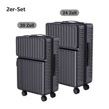 fangange 2-Piece Suitcase Set, 20 Inch And 24 Inch Suitcase, With Interior Compartments, Universally Rotating Silent Wheels, With High-Quality TSA Lock, Travel Suitcase Set, Robust Travel Luggage, Hand Luggage - màu đen - Xem 1