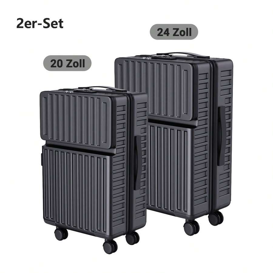 fangange 2-Piece Suitcase Set, 20 Inch And 24 Inch Suitcase, With Interior Compartments, Universally Rotating Silent Wheels, With High-Quality TSA Lock, Travel Suitcase Set, Robust Travel Luggage, Hand Luggage - màu đen - Xem 1