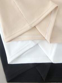 3pcs Women's Solid Color Small Round Neck Fleece Autumn And Winter Warm Base Shirt, High Elasticity Warm Underwear, Warm Top, Warm Long-Sleeved T-Shirt, Comfortable, Skin-Friendly, Simple And Seamless, Slim-Fitting And Versatile Slim-Fitting Top, Multi-Piece Combination Set - Multicolor - View 8