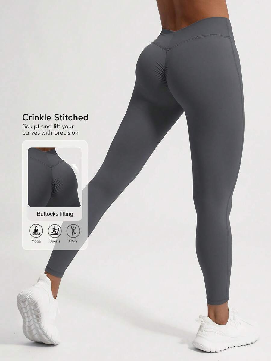 Sodalemon 女士蜜桃臀瑜伽紧身裤，V形缝线设计，修身运动裤