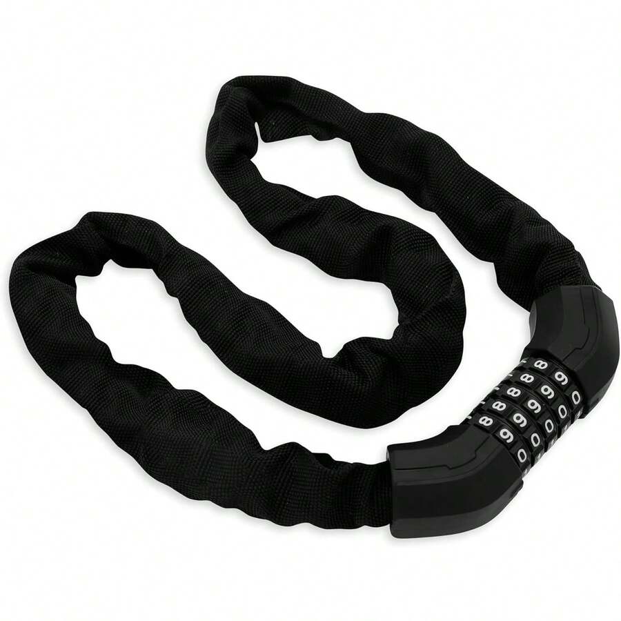 Candado de Combinación para Bicicleta Ultra Resistente con Recubrimiento de Tela, Resistente al Agua, Acero Reforzado, Cadena con Combinación de 5 Dígitos, Hasta 100 Kg de Fuerza, (99.5 cms) - 1 - Ver 1