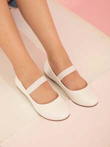 Zapatos planos de suela blanda y fáciles de usar para niños - Blanco - Ver 4