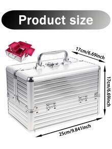 6-Layer Adjustable Aluminum Alloy Portable Makeup Box, Cosmetic Storage And Organization Case