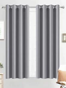 1pc Soft & Skin-Friendly Multi-Functional Blackout Curtain, Elegant Minimalist Solid Retro Gray Color For Living Room & Bedroom, UV Protection - Light Grey - View 4