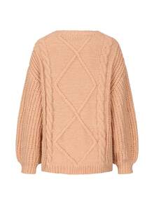 Pulls femme Joy Tricot mode automne/hiver tout-aller - Minimaliste décontracté polyvalent - Pull oversize col rond vintage - Bureau pour femmes - Sortie - Fête - Halloween - Nouvel An - Kaki - Voir 7