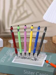 1/2/5 Pcs Plastic Pen Holder, 6 Slots Pen Display Stand, For Ballpoint Pens, Markers, Fountain Pens, Eyebrow Pencils, Makeup Brushes, Home, Office, And Store Storage Organizer, Transparent Craft Display Rack, Desktop Display, Portable Office And Home Storage Solution, Office Supplies And Accessories, Great Back To School Gift, Best Gift For Colleagues, Classmates, Teachers, Friends, And Relatives