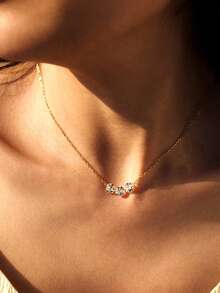 1pc Minimalist Sparkling Cubic Zirconia Necklace, 925 Sterling Silver Women's Delicate Adjustable Necklace - Luxury Jewelry Suitable For Daily Wear, Parties, Banquets, Gifts - Round - View 5