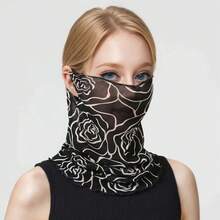 1 pezzo Sciarpa stampata trasparente multifunzionale per il collo da donna, può essere usata come mascherina o fascia per il collo