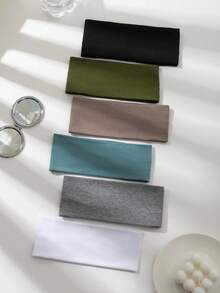 6条/套 女士多色布艺发带，时尚百搭，适合日常休闲、健身、运动等场合，可作头巾、发带、吸汗带、秋冬发带、女士度假装扮发饰、优雅围巾、柔软头巾等。 - 彩色 - 查看 5