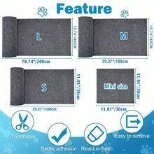 1pc Self-Adhesive Cat Scratching Mat For Walls, Carpets, Sofas & Furniture Protection, Suitable For Cat Scratching Posts Anti Cat Scratch Mat Trimmable Self-Adhesive Carpet Mat Pad Cat Pet Scratcher Furniture Couch Corner Indoor Sofa Wall Protector,Cat Scratching Supplies