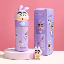 Crayon Shin-Chan Character Stainless Steel Vacuum Tumbler With Straw, Official Licensed Double-Wall Insulated Cup For Hot & Cold Drinks, Cute Cartoon Travel Mug Gift For Kids Fans (Kawaii Rabbit Style)