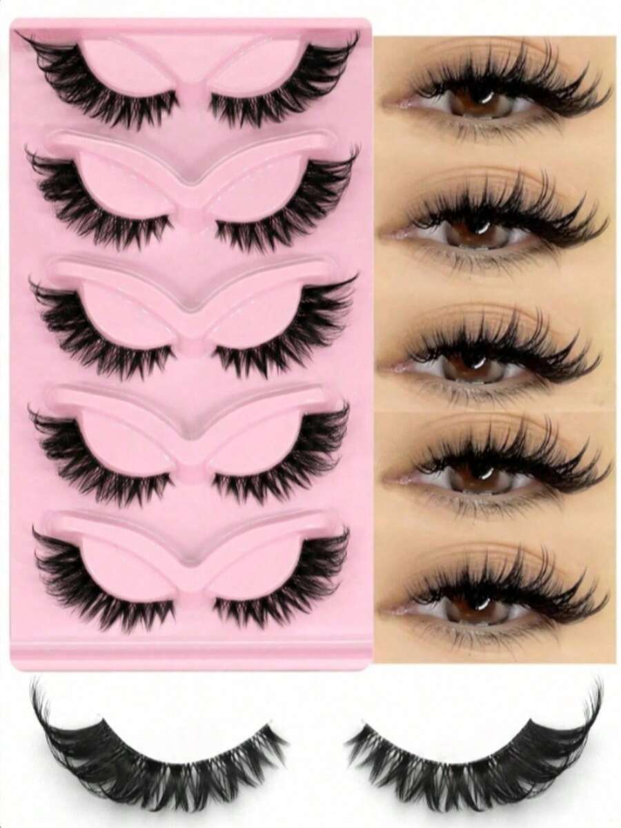 Cat Eye Eyeliner, False Eyelashes; Fox Eye False Eyelashes; Faux Mink False Eyelashes; Natural Makeup Effect False Eyelashes; Eyelash Growth; Exquisite High-End Makeup; Salon Use. - Black - View 1