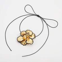 Mydear 1pc Vintage Metal Drip Oil Oversized Flower Choker Tie Long Necklace, Suitable For Women's Party And Banquet Wear (The Flower Is 3D, So The Edges Are Relatively Sharp) - Flowers - View 11