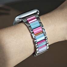 Stainless Steel Metal Watch Band Compatible With Apple Watch, Suitable For Office, Fitness, Party, Women/Men Fashion Rhinestone Design, Fits For Apple Watch S10/Ultra 1/Ultra 2/S9/S8/S7/S6/S5/Series 4/SE, 40mm/41mm/42mm/44mm/45mm/46mm/49mm Dial Size, Includes Strap Removal Tool For Easy Adjustment