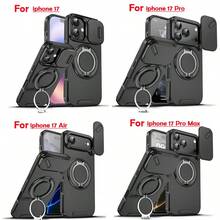 适用于 17 Pro Max 16E 16 15 14 13 12 11 Pro Max 手机壳防震装甲滑动磁吸外壳适用于 16promax 16pro 16Plus 17Pro 17Air 13Promax 指环后盖 - 黑色 - 查看 3