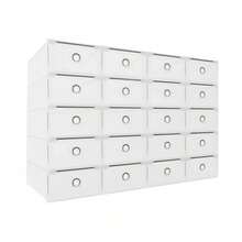 20 scatole per scarpe con coperchio, scatole trasparenti impilabili per riporre le scarpe, organizer salvaspazio per armadio, scatole modulari per riporre le scarpe da ginnastica, in bianco perla - Bianco - Visualizzare 3
